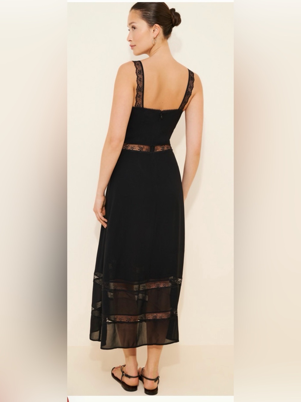 Reformation Wynton Midi Dress Black Lace 2 $278 - Picture 2 of 8